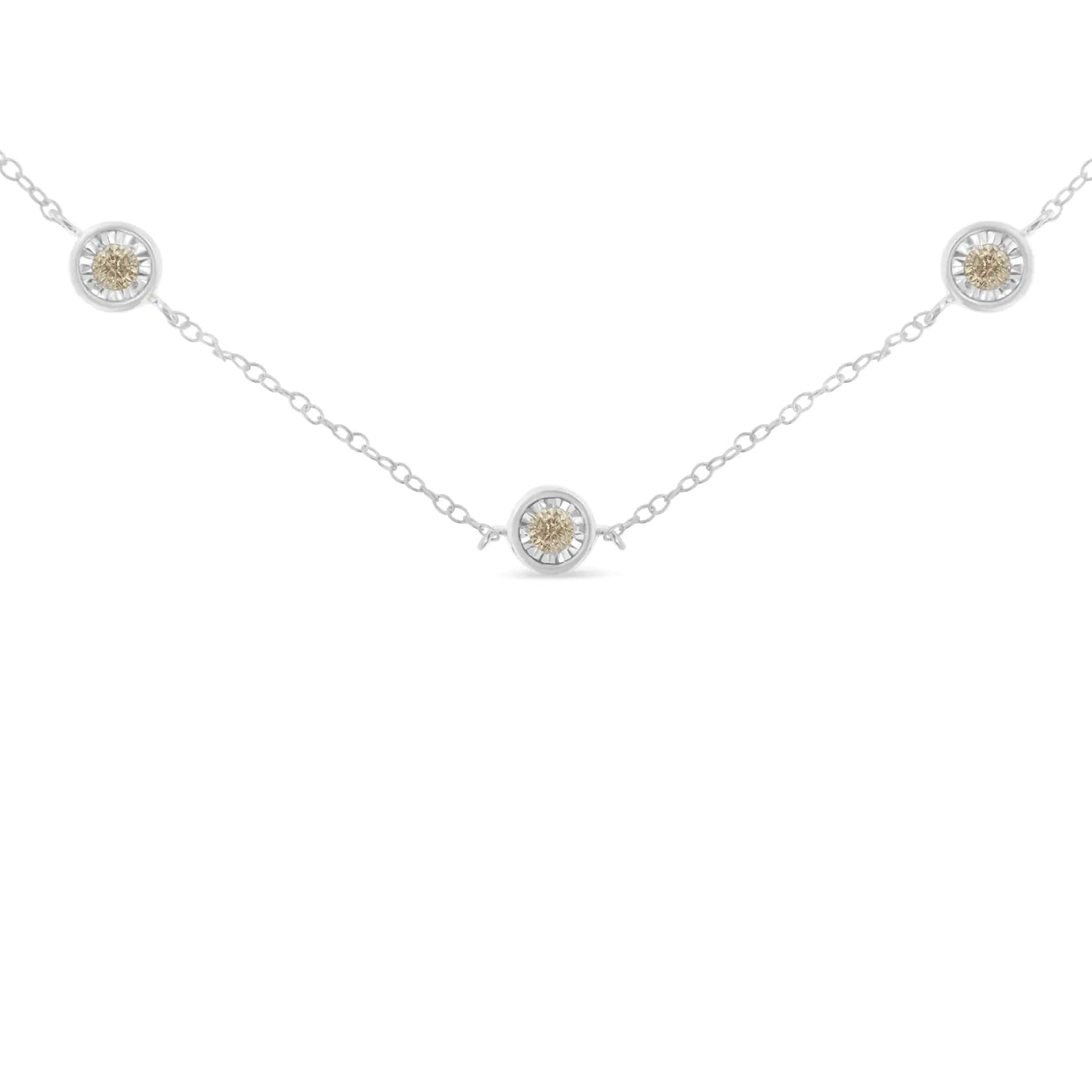 Sterling Silver Diamond Station Necklace (1/2 cttw, I-J Color, I1-I2 Clarity)