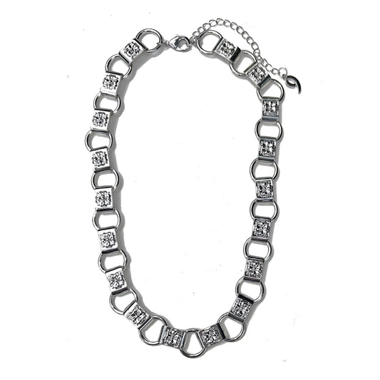 Floral Metal Embossed Chic Chain Link Necklace. Book Chain Inspired.