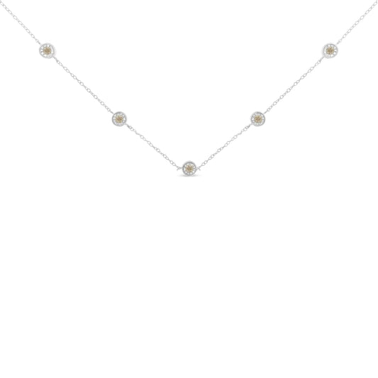 Sterling Silver Diamond Station Necklace (1/2 cttw, I-J Color, I1-I2 Clarity)