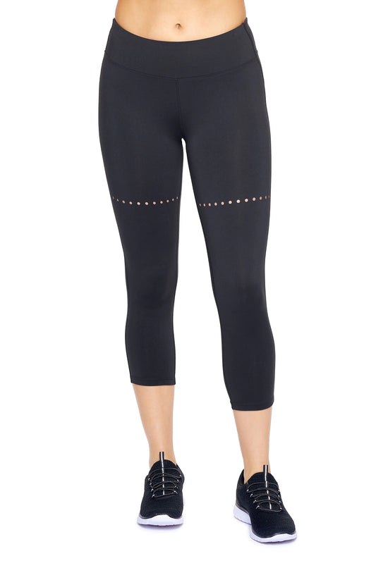 Women's Mid-Rise Faux Seam Laser Cut Capri Leggings